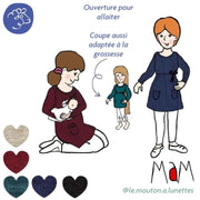 Robe tunique MaM en laine mérinos grossesse/allaitement – PREVENTE 2025/26