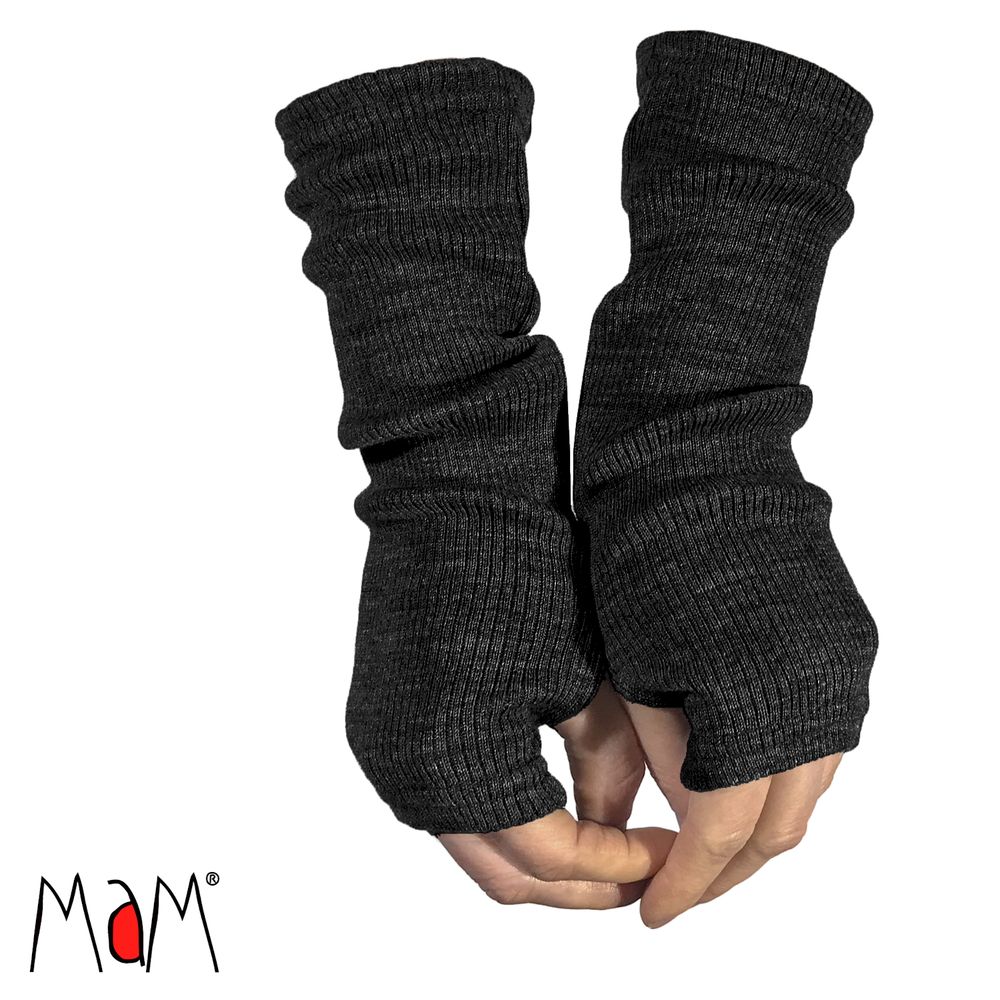 ManyMonths mitaines laine merinos adulte enfant fingerless mittens noir Foggy Black
