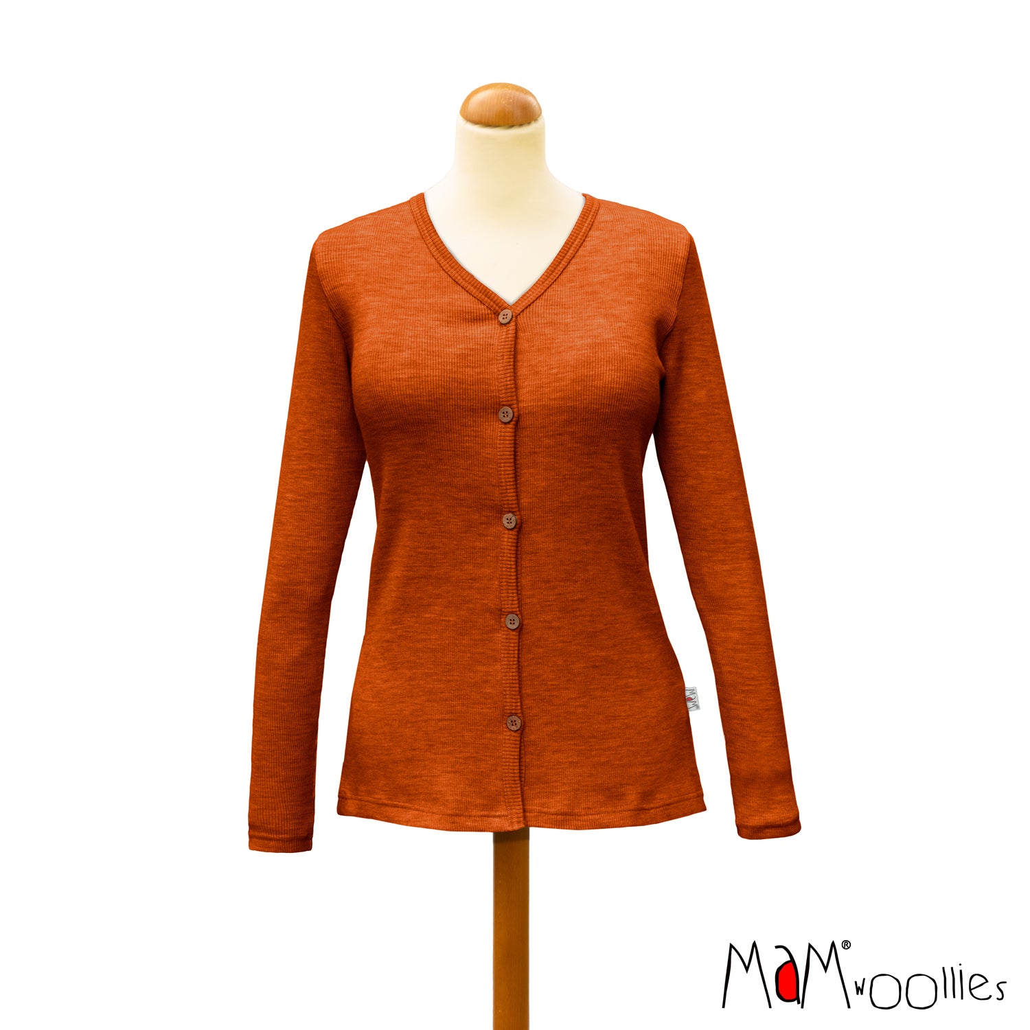 Cardigan femme en laine mérinos avec boutons coco MaM – PREVENTE 2025/26