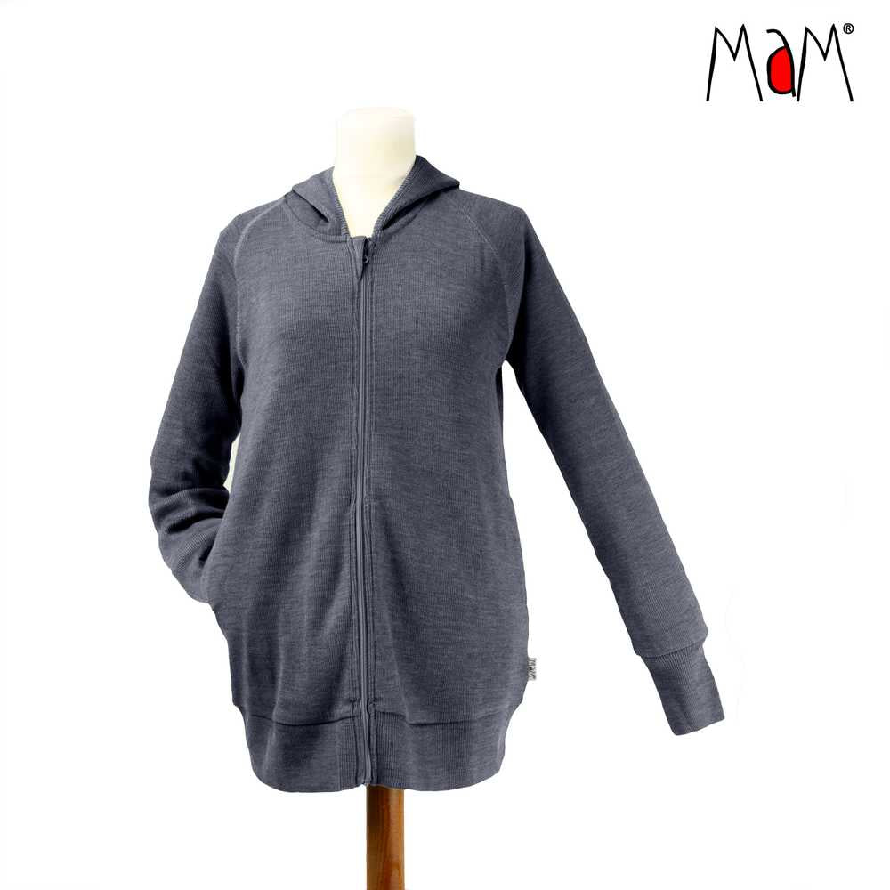 veste à capuche laine mérinos femme gilet zip MAM fermeture éclair