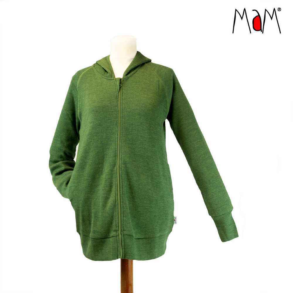 veste à capuche laine mérinos femme gilet zip MAM fermeture éclair
