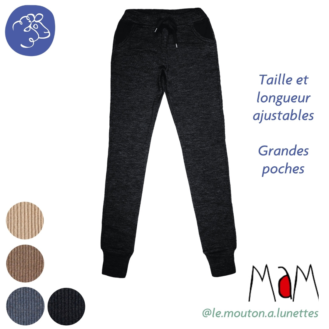 Pantalon Joggers Lounge MaM en laine mérinos femme et ado - PRECOMMANDE 2026/27