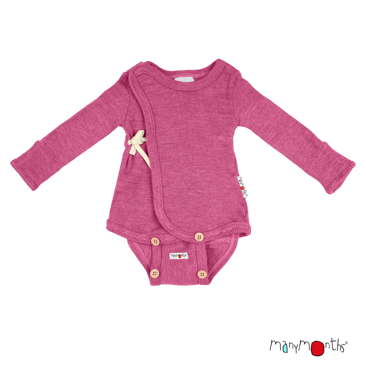 Body kimono en laine mérinos évolutif ManyMonths, coloris rose Nebula Pink – collection 2026/2027