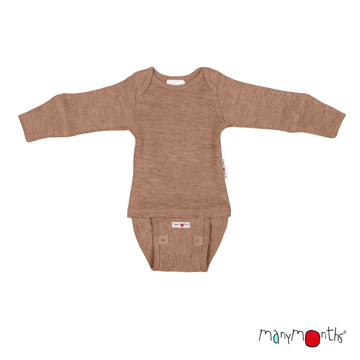Body/Shirt ManyMonths évolutif en laine mérinos, coloris beige Callisto Moon – collection 2026/2027