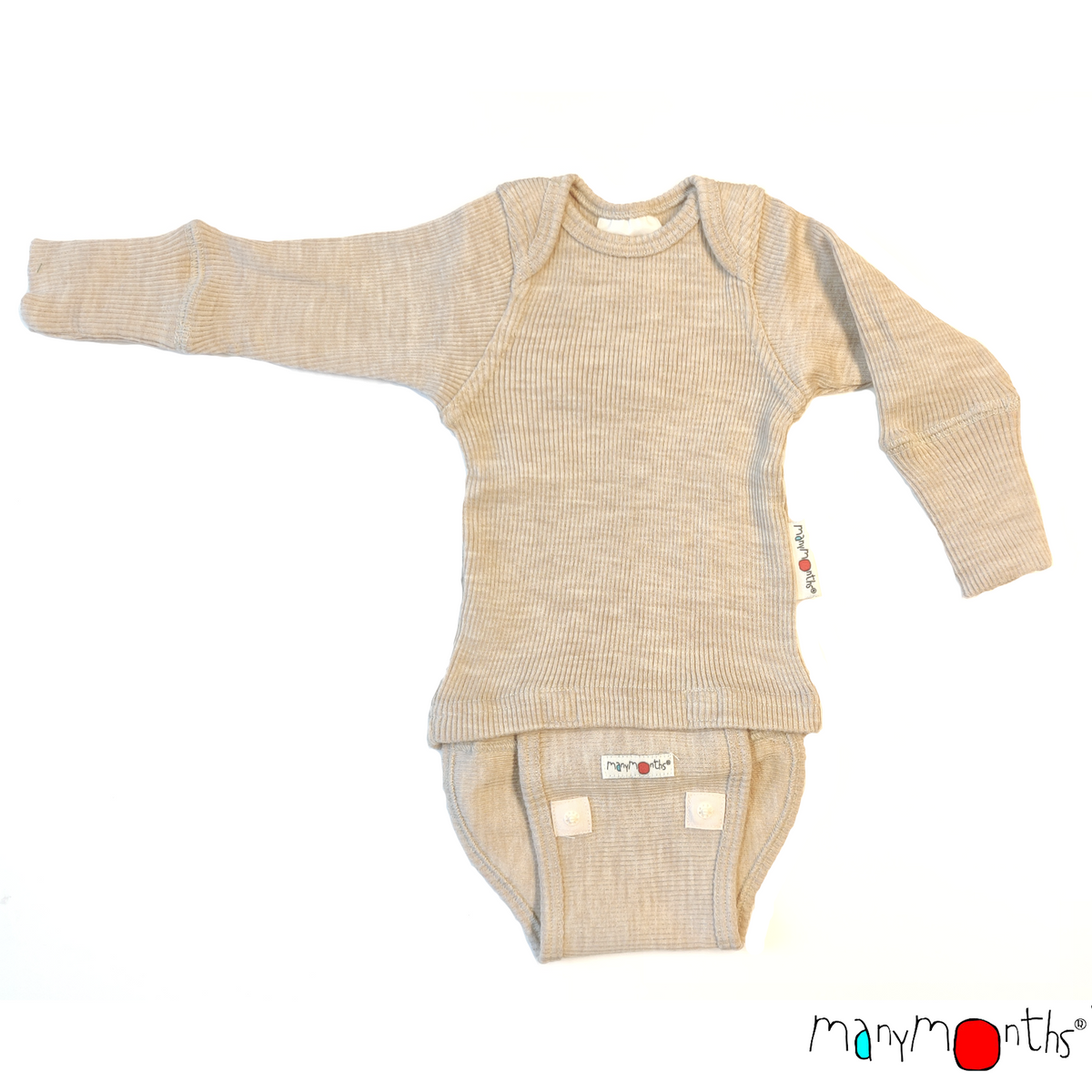 Body/Shirt ManyMonths évolutif en laine mérinos, coloris écru Toasted Coconut – collection 2026/2027