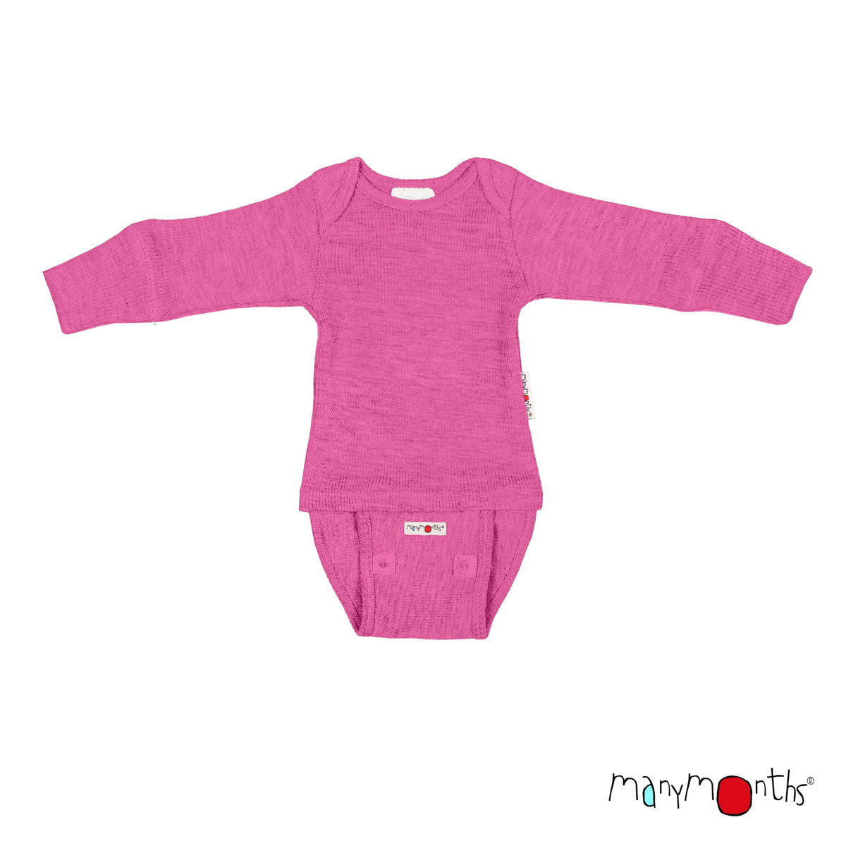 Body/Shirt ManyMonths évolutif en laine mérinos, coloris rose Nebula Pink – collection 2026/2027