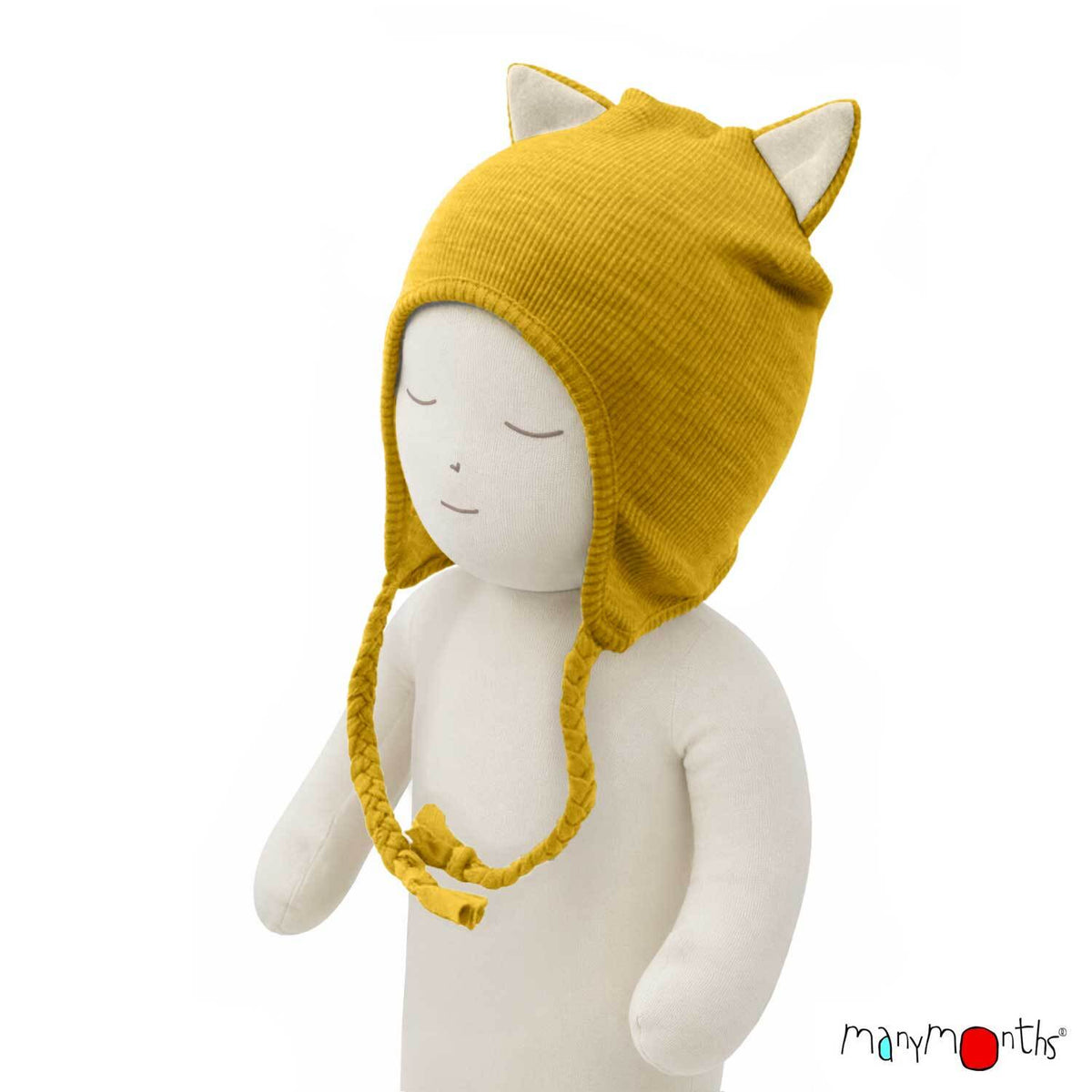 Bonnet Chat en laine mérinos ManyMonths, coloris jaune Golden Star – collection 2026/2027
