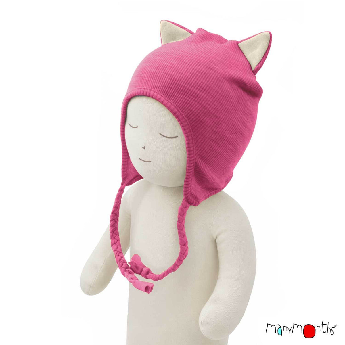 Bonnet Chat en laine mérinos ManyMonths, coloris rose Nebula Pink – collection 2026/2027