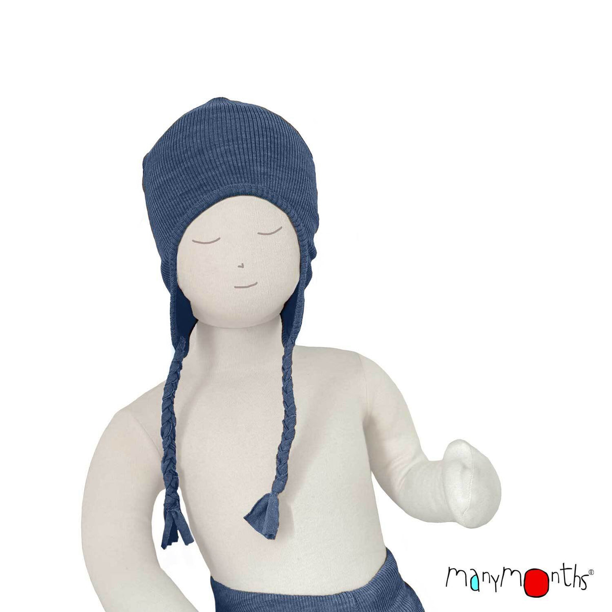 Bonnet en laine mérinos ManyMonths, coloris bleu Moondust Blue – collection 2026/2027
