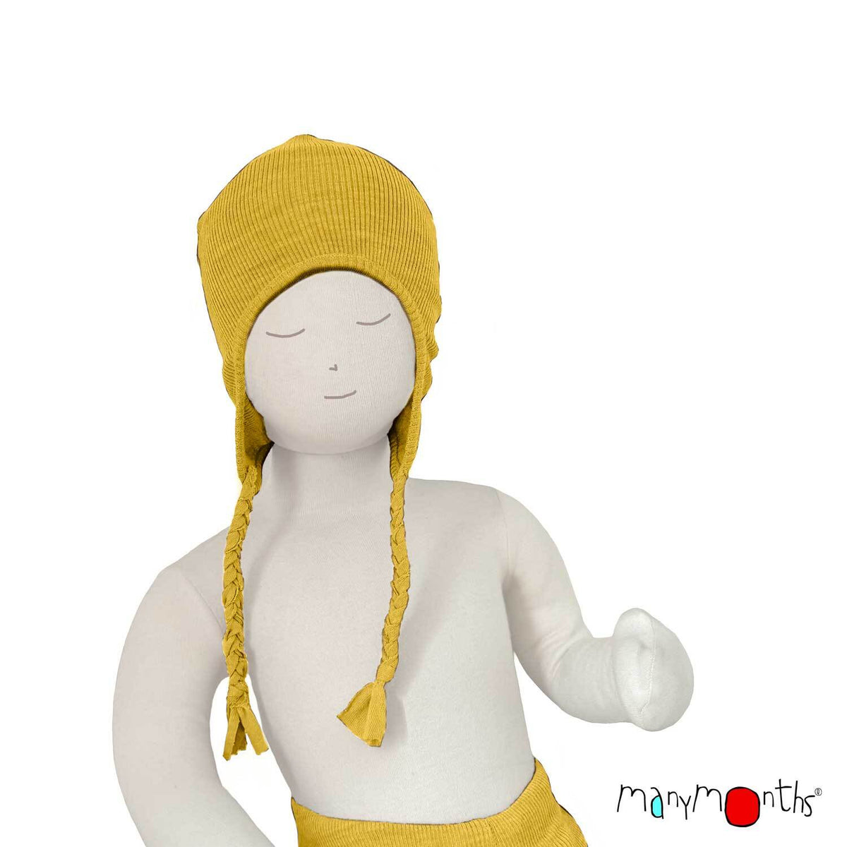 Bonnet en laine mérinos ManyMonths, coloris jaune Golden Star – collection 2026/2027