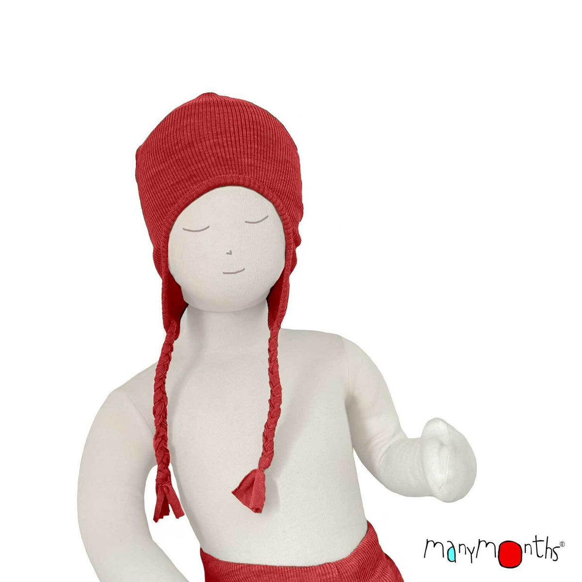 Bonnet en laine mérinos ManyMonths, coloris rouge Aurora Red – collection 2026/2027