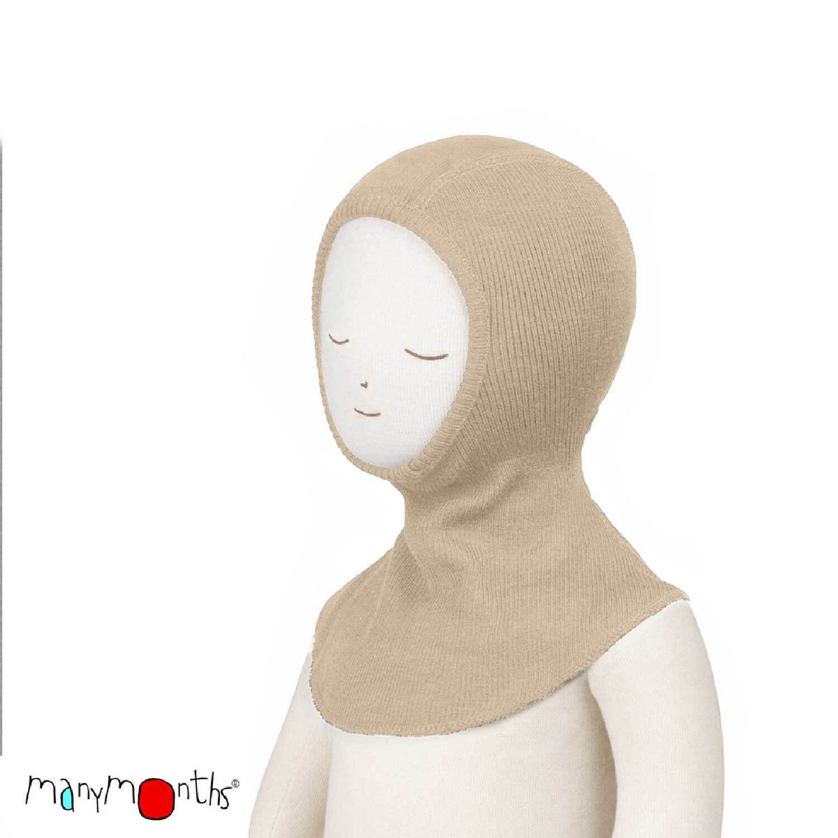Cagoule ManyMonths en laine mérinos pour enfant et adulte, coloris écru Toasted Coconut – collection 2026/2027