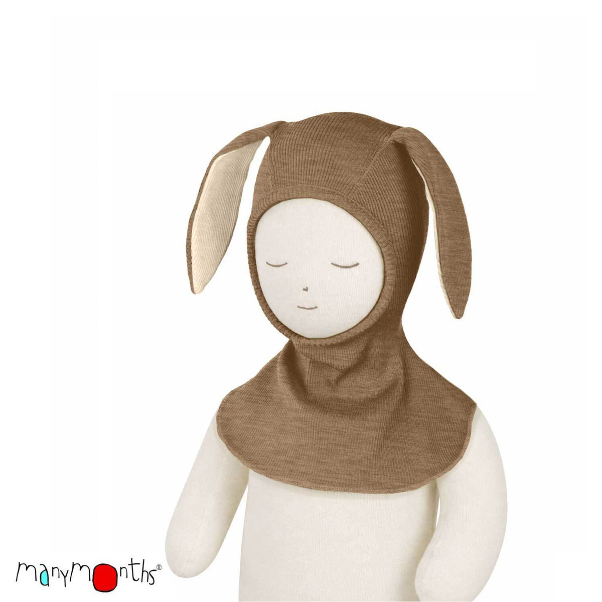 Cagoule lapin ManyMonths en laine mérinos, coloris beige Callisto Moon – collection 2026/2027