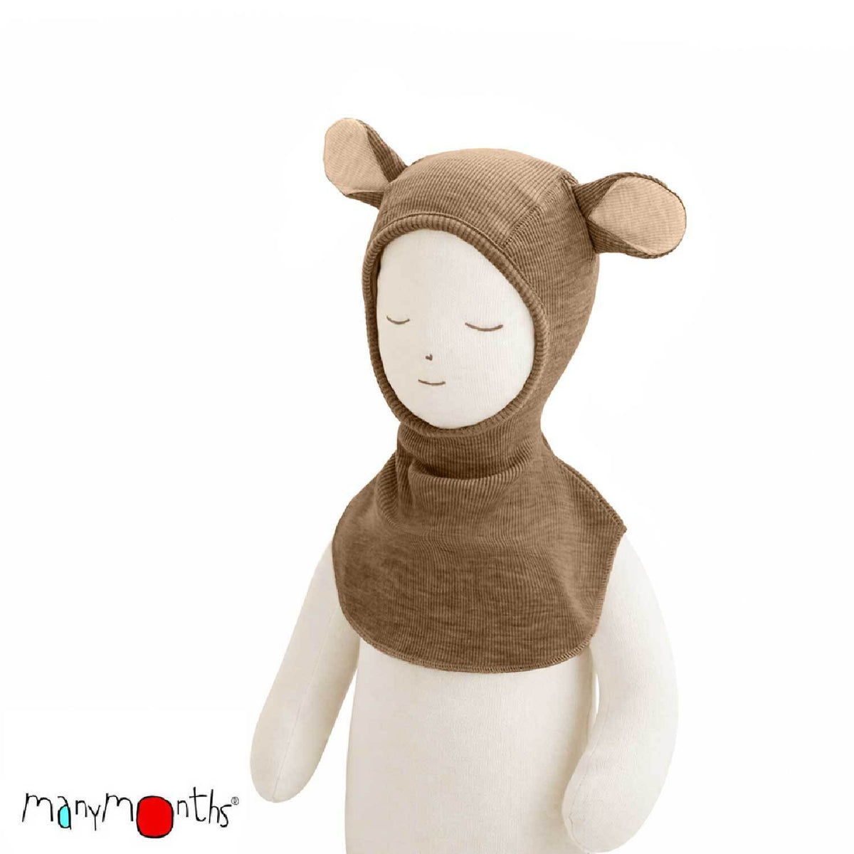 Cagoule ourson ManyMonths "Teddy" en laine mérinos, coloris beige Callisto Moon – collection 2026/2027