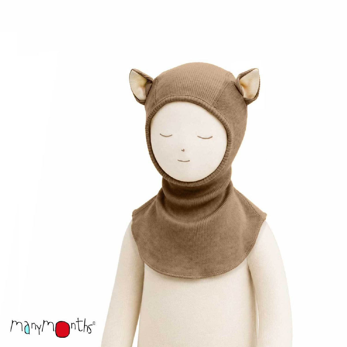 Cagoule Renard évolutive en laine mérinos ManyMonths, coloris beige Callisto Moon – collection 2026/2027