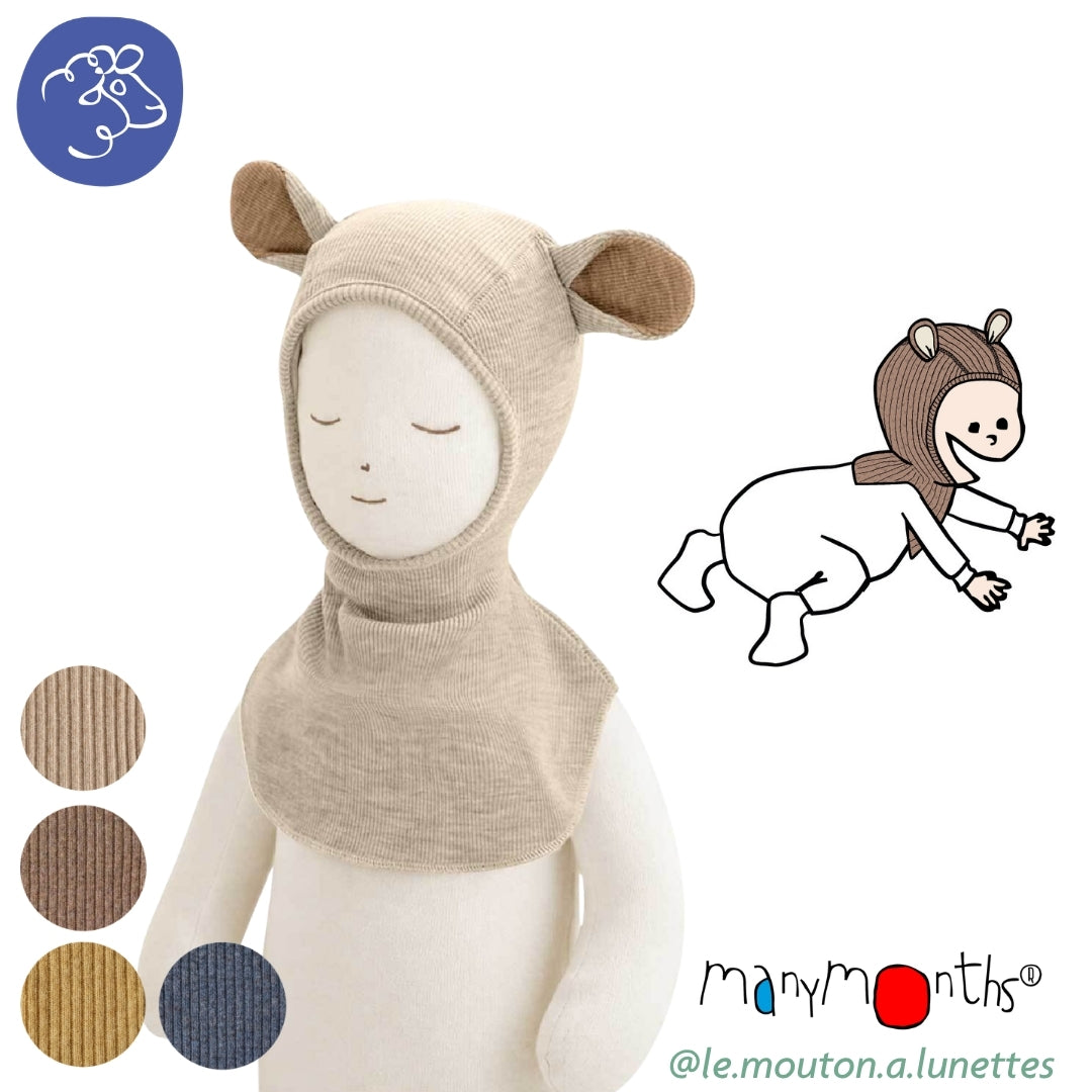 ManyMonths Cagoule ourson ManyMonths "Teddy" en laine mérinos – collection 2026/2027