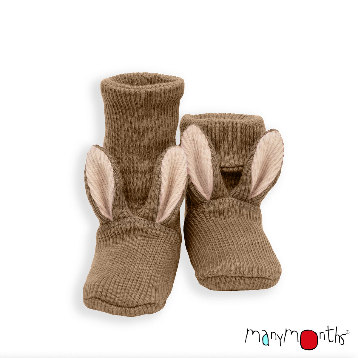 Chaussons lapin pour bébé en laine mérinos ManyMonths, coloris beige Callisto Moon – collection 2026/2027