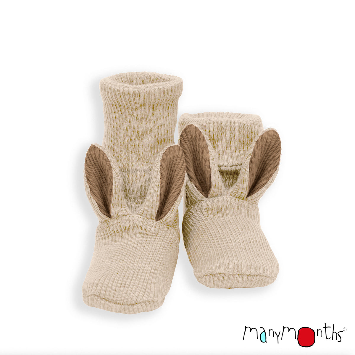 Chaussons lapin pour bébé en laine mérinos ManyMonths, coloris écru Toasted Coconut – collection 2026/2027