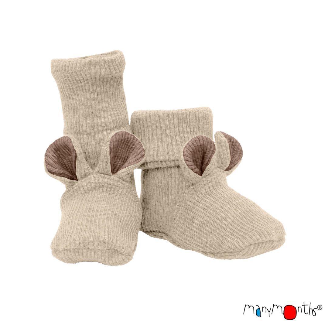 Chaussons ourson pour bébé en laine mérinos ManyMonths, coloris écru Toasted Coconut – collection 2026/2027