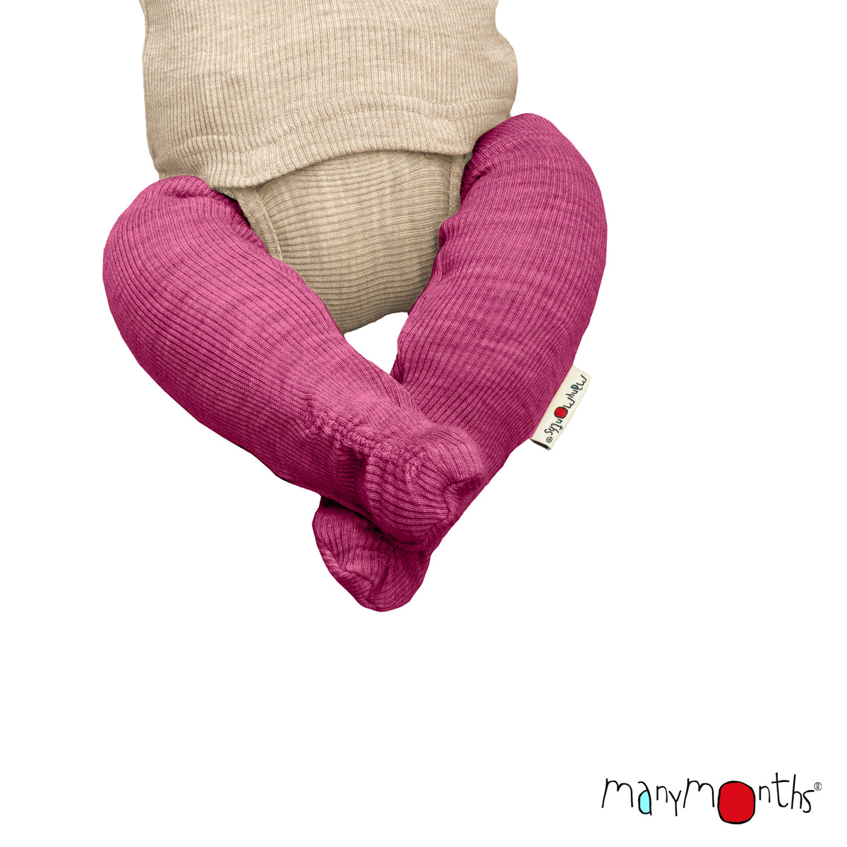 Chaussons de portage en laine mérinos ManyMonths, coloris rose Nebula Pink – collection 2026/2027