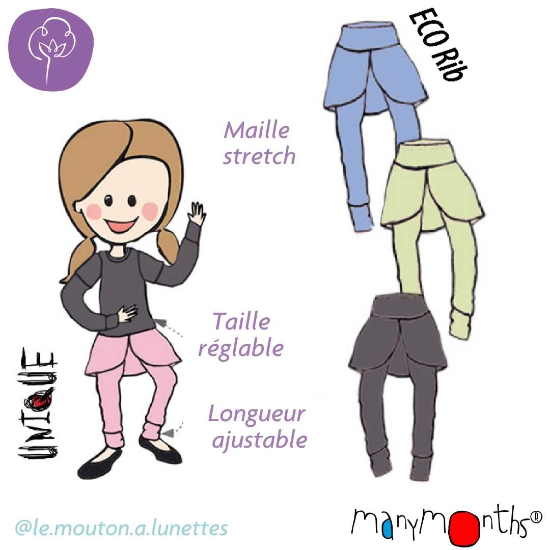 leggings butterfly évolutif coton bio jupe enfant manymonths coton bio