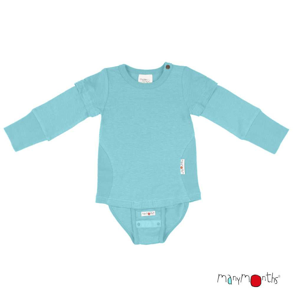 body bébé évolutif chanvre coton bio ManyMonths ECO Hempies mixte turquoise angel