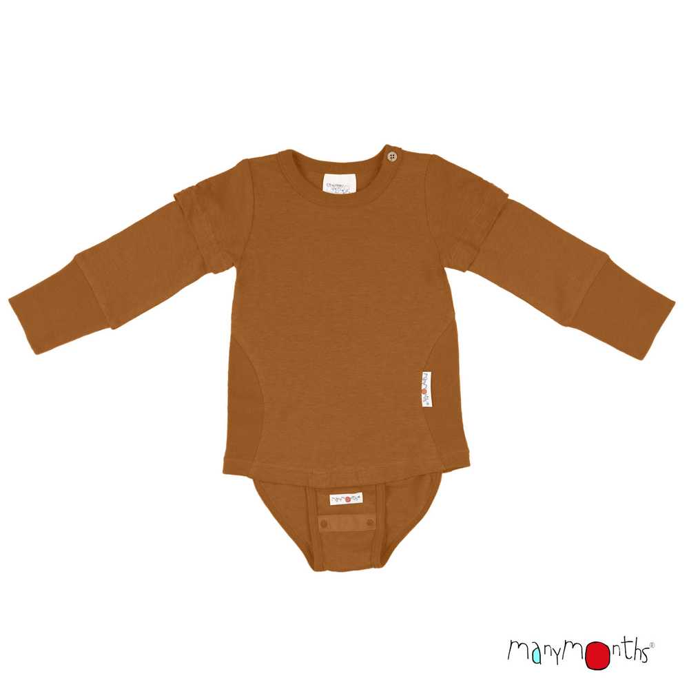 body bébé évolutif chanvre coton bio ManyMonths ECO Hempies mixte brun pecan pie