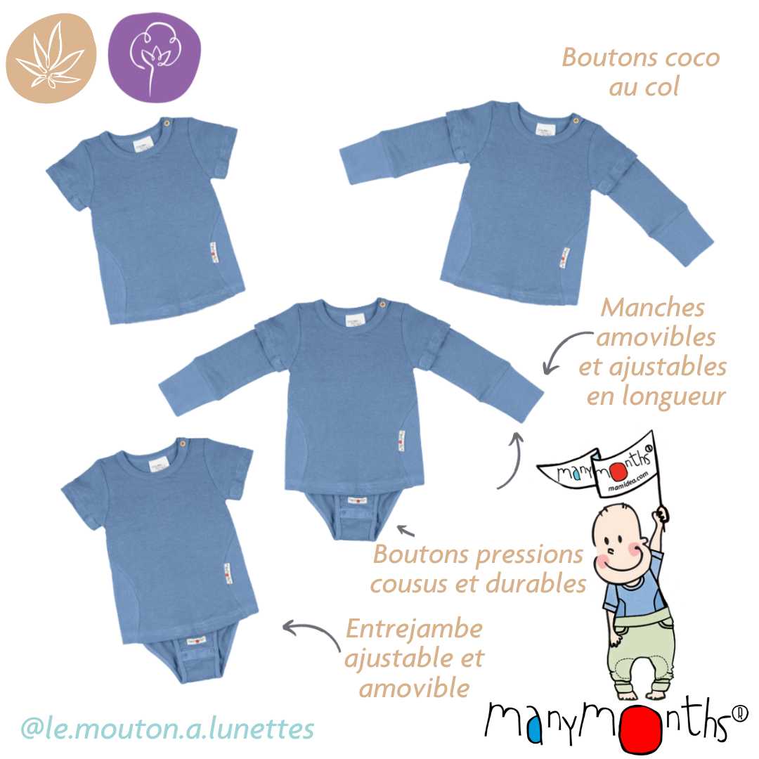 ManyMonths body bebe evolutif chanvre coton bio