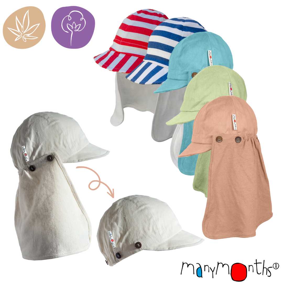 ManyMonths casquette bébé et enfant pour le soleil casquette été évolutive ajustable summer multicap chanvre coton bio