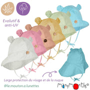 chapeau avec oreilles oursons pour bébé enfant évolutif été chanvre coton bio ManyMonths ECO Hempies mixte