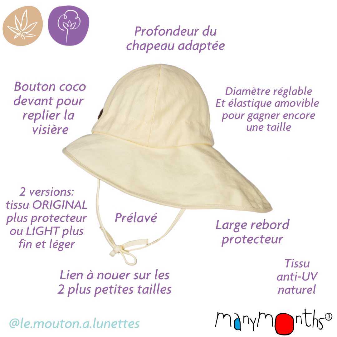 chapeau bébé enfant évolutif été chanvre coton bio ManyMonths ECO Hempies mixte