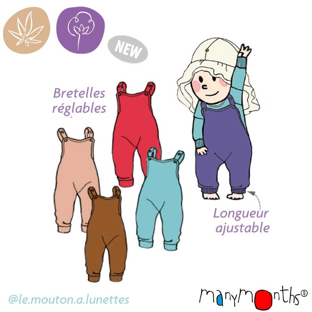 salopette romper playsuit bébé évolutif chanvre coton bio ManyMonths ECO Hempies mixte