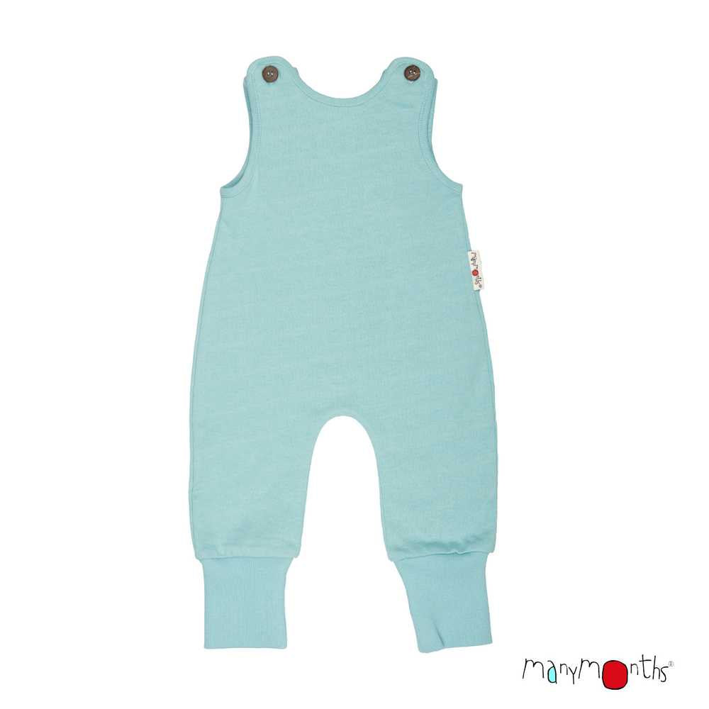salopette romper bébé évolutif chanvre coton bio ManyMonths ECO Hempies mixte angel turquoise