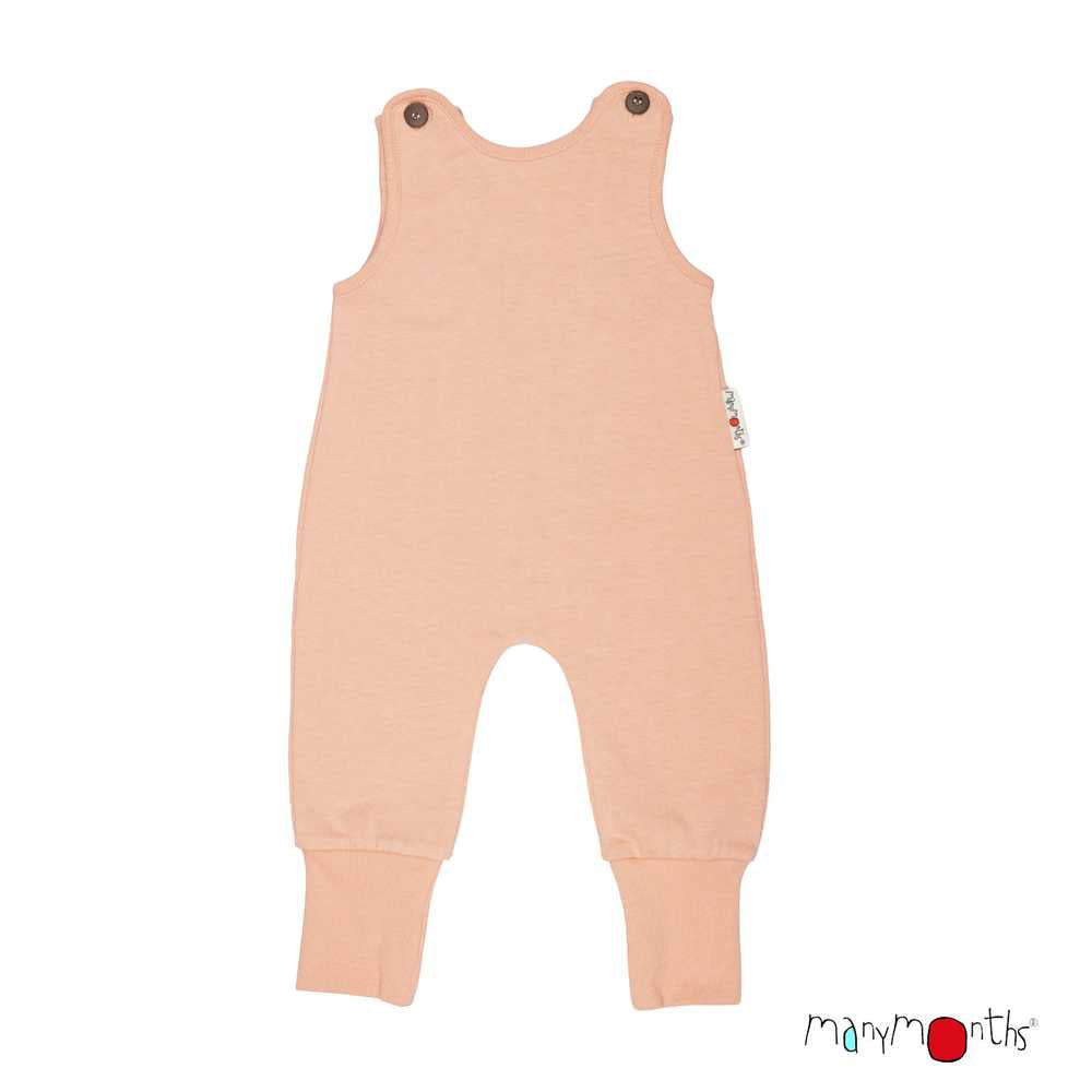 salopette romper bébé évolutif chanvre coton bio ManyMonths ECO Hempies mixte apricot cheese
