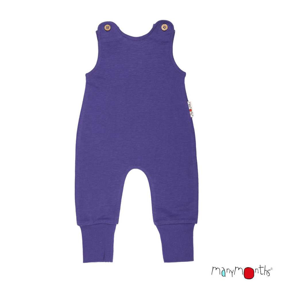 salopette romper bébé évolutif chanvre coton bio ManyMonths ECO Hempies mixte blue purple
