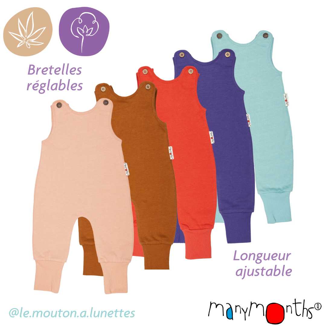 salopette romper bébé évolutif chanvre coton bio ManyMonths ECO Hempies mixte