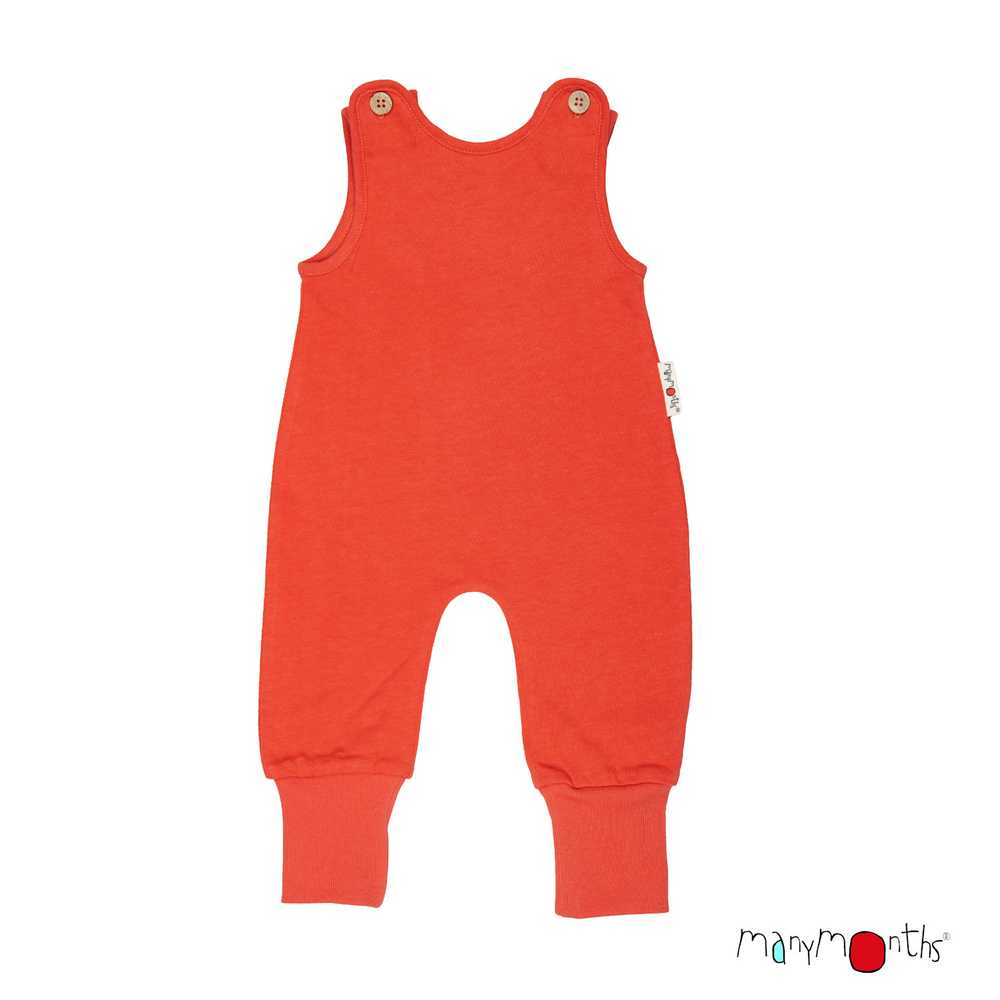 salopette romper bébé évolutif chanvre coton bio ManyMonths ECO Hempies mixte rouge poppy red