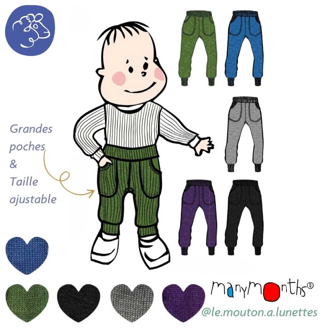jogging merinos enfant évolutif Joggers laine manymonths