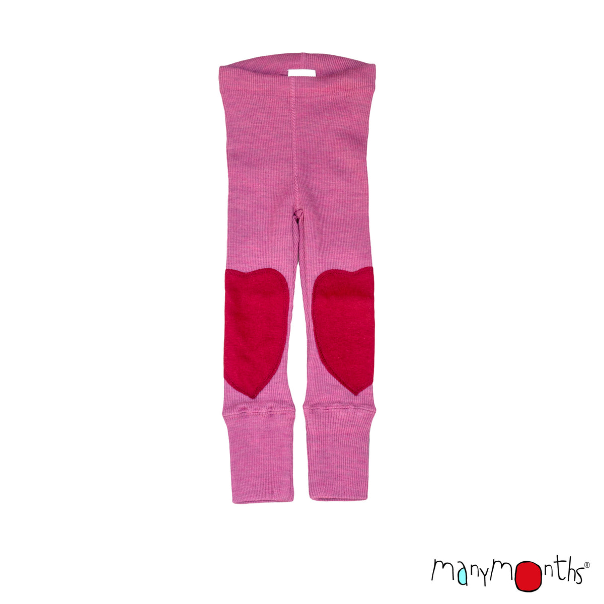 Leggings en laine ManyMonths évolutif avec Patches COEUR, coloris rose Nebula Pink – collection 2026/2027