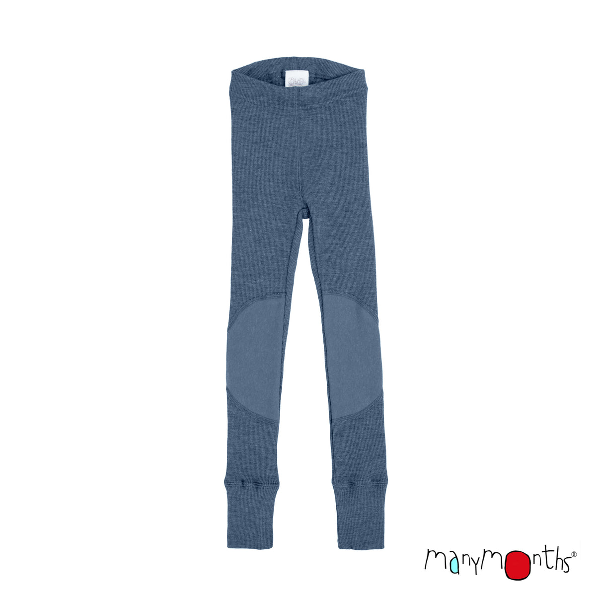 Leggings en laine ManyMonths évolutif avec Patches aux genoux, coloris bleu Moondust Blue – collection 2026/2027