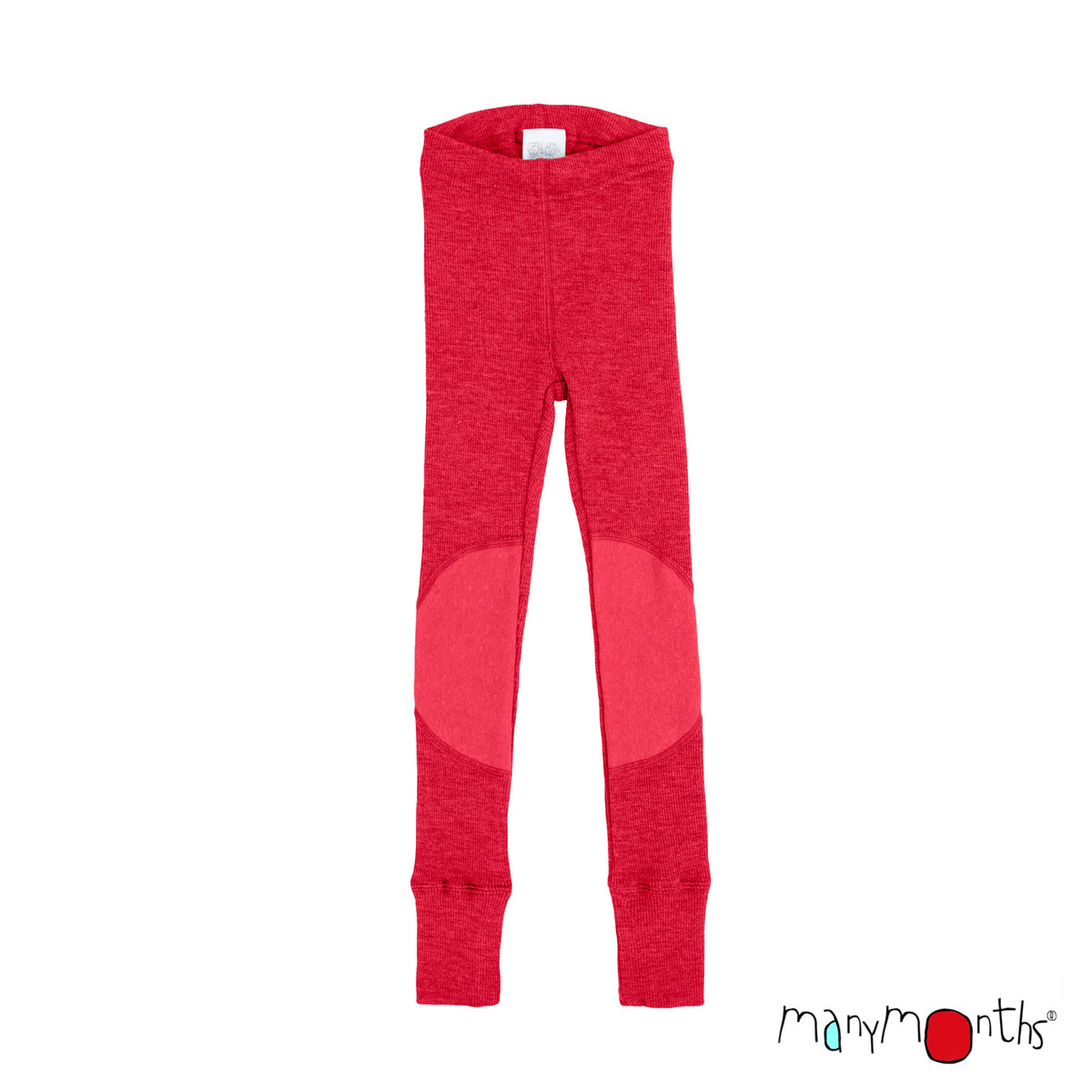 Leggings en laine ManyMonths évolutif avec Patches aux genoux, coloris rouge Aurora Red – collection 2026/2027