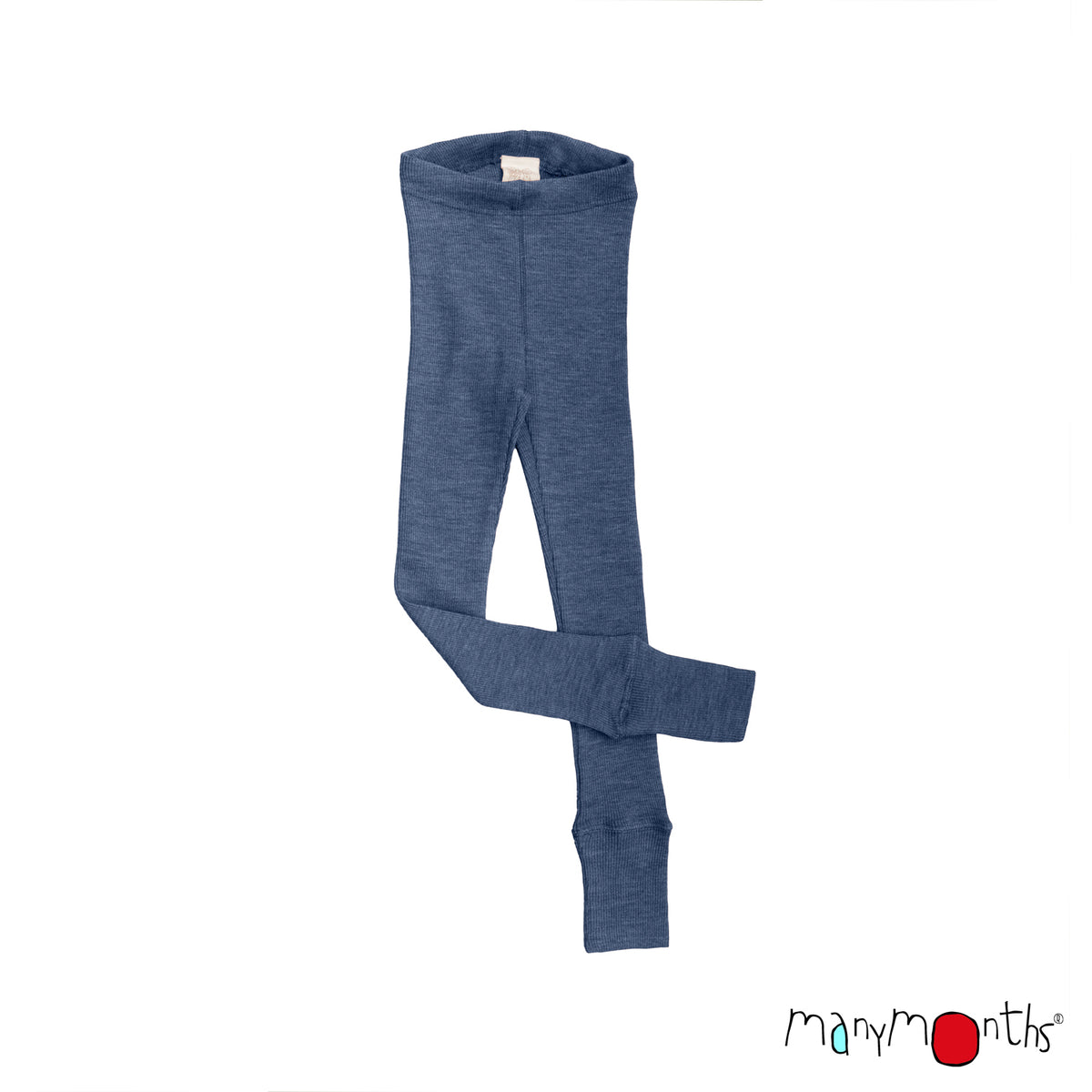 Leggings mixtes évolutifs en laine mérinos ManyMonths, coloris bleu Moondust Blue – collection 2026/2027