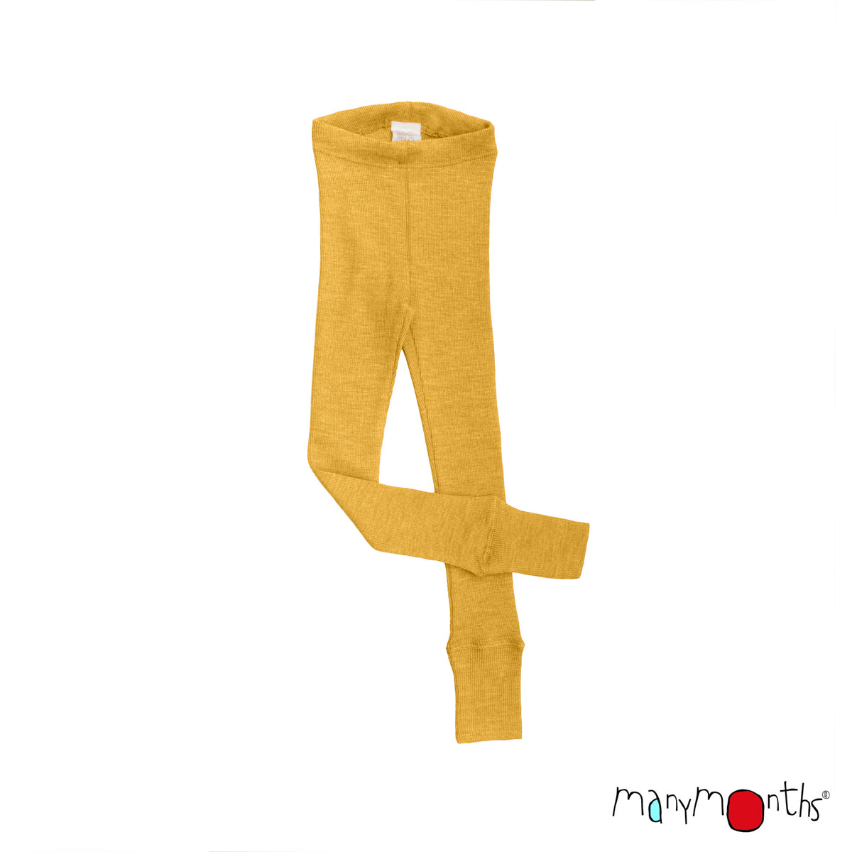 Leggings mixtes évolutifs en laine mérinos ManyMonths, coloris jaune Golden Star – collection 2026/2027
