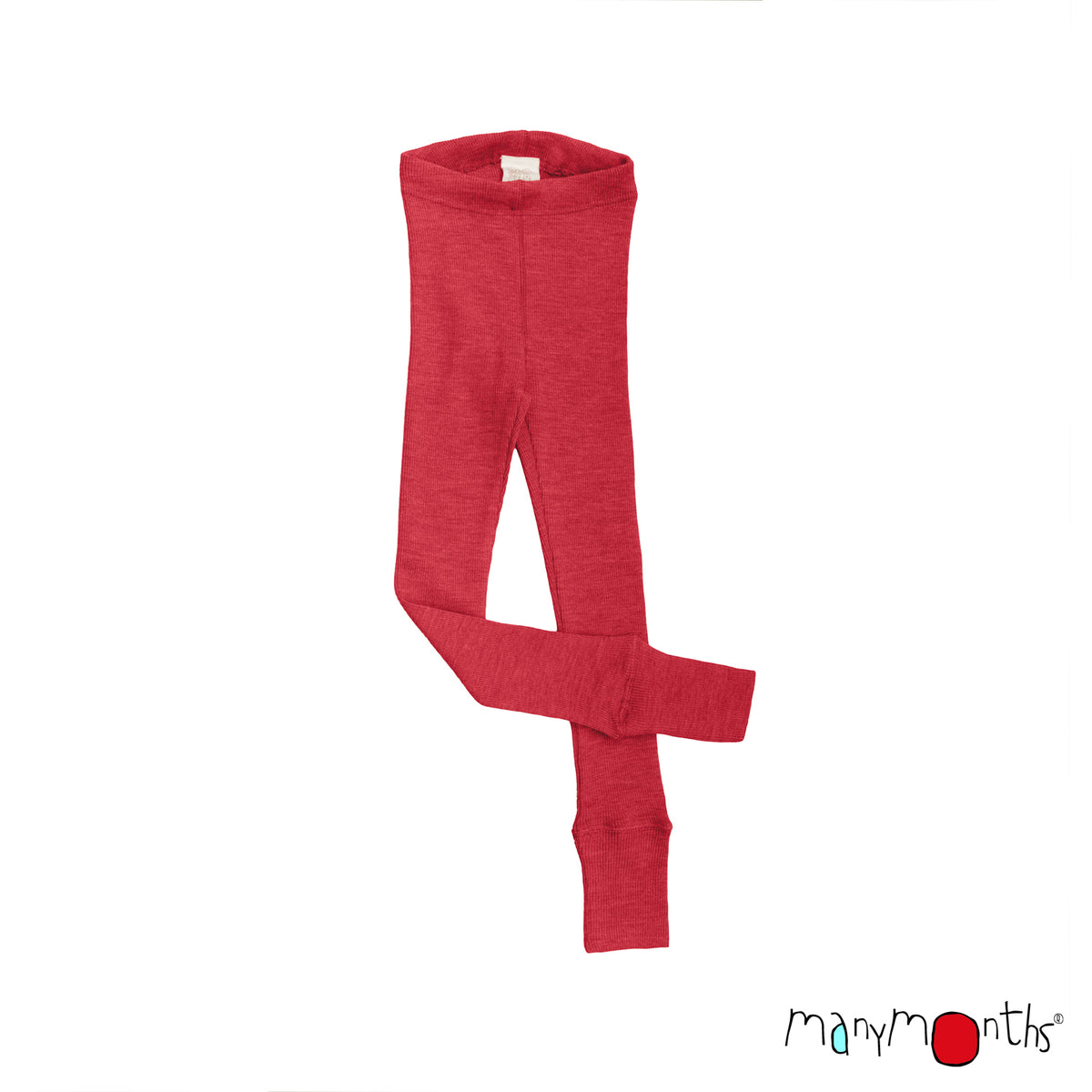 Leggings mixtes évolutifs en laine mérinos ManyMonths, coloris rouge Aurora Red – collection 2026/2027