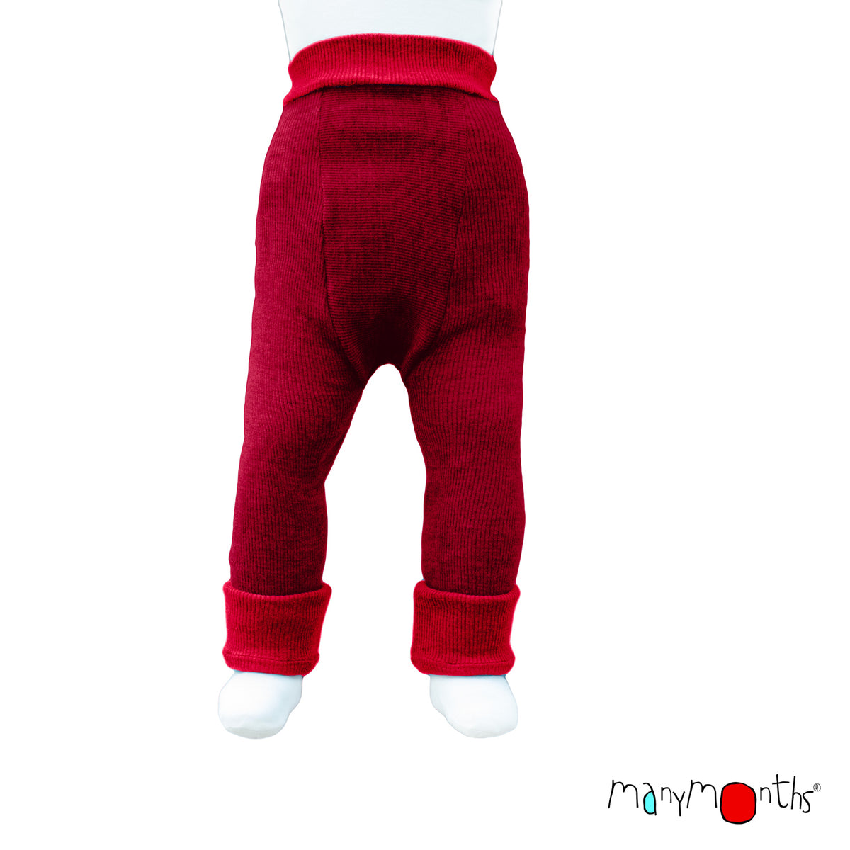 Longies ManyMonths réversibles en laine mérinos, coloris rouge Aurora Red et rouge Wild Pomegranate – collection 2026/2027
