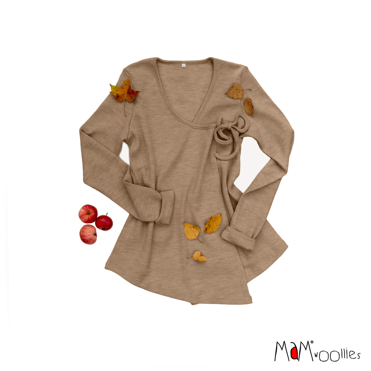 Cardigan MaM croisé en laine mérinos, coloris beige Callisto Moon – collection 2026/2027
