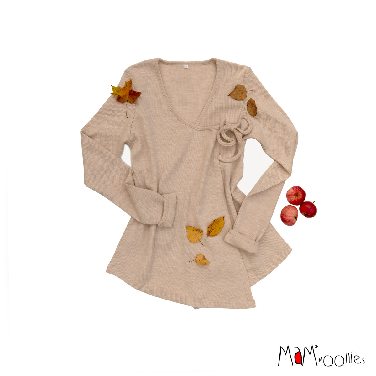 Cardigan MaM croisé en laine mérinos, coloris écru Toasted Coconut – collection 2026/2027