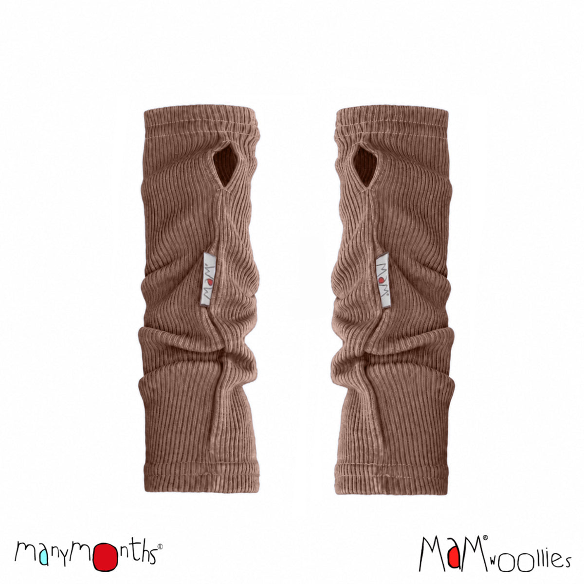 Mitaines en laine mérinos MaM/ManyMonths pour adulte et enfant, coloris beige Callisto Moon – collection 2026/2027