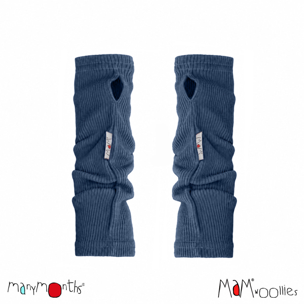 Mitaines en laine mérinos MaM/ManyMonths pour adulte et enfant, coloris bleu Moondust Blue – collection 2026/2027
