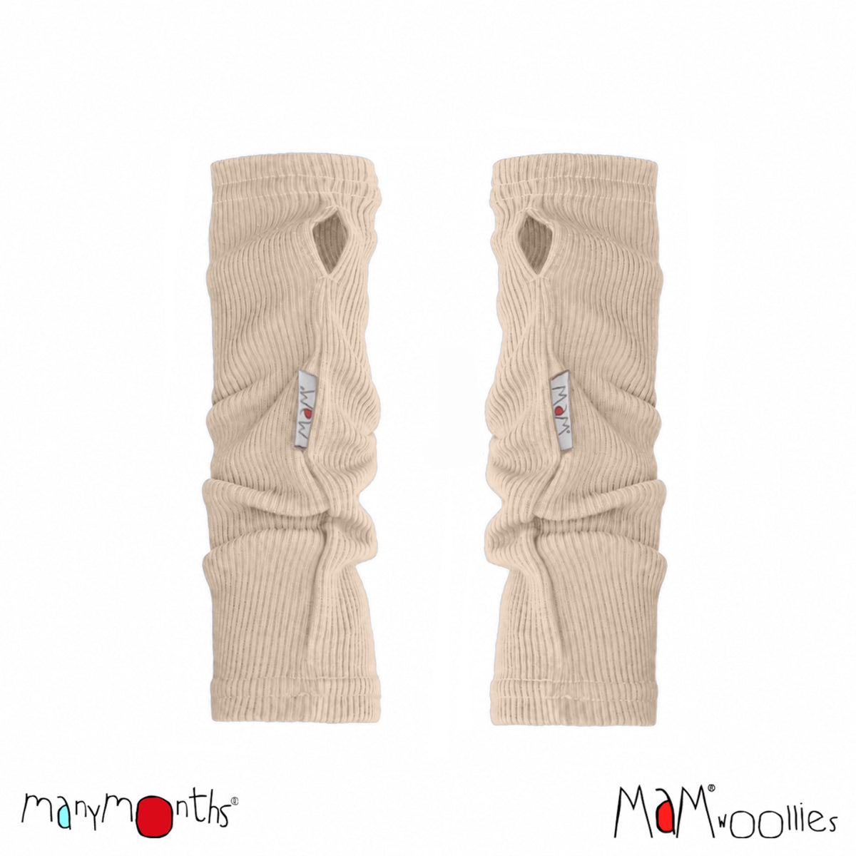 Mitaines en laine mérinos MaM/ManyMonths pour adulte et enfant, coloris écru Toasted Coconut – collection 2026/2027